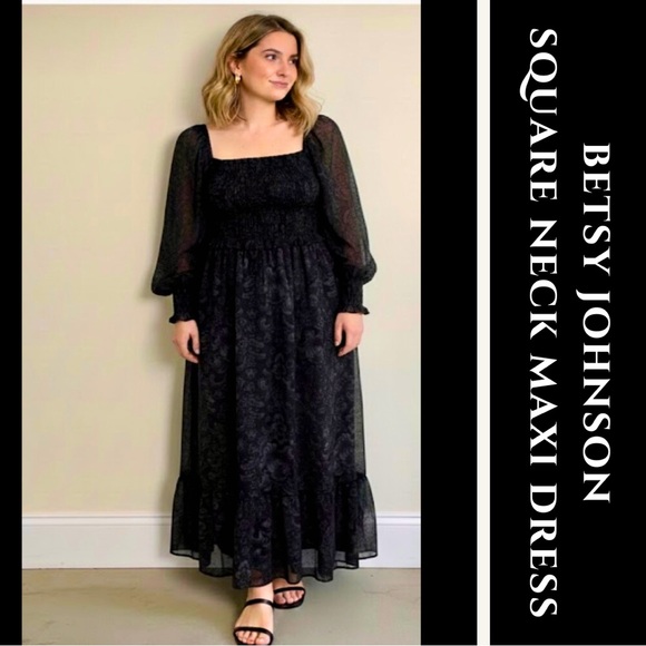 Betsey Johnson Dresses & Skirts - ✨️Betsey Johnson Black Square Neck Maxi Dress✨️